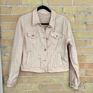Tribal Women's Pink Distressed Denim Jacket
